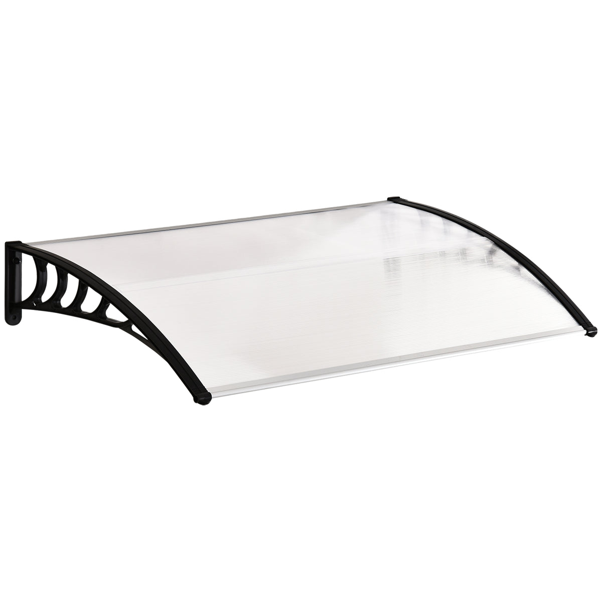 Auvent de porte d'entrée toit marquise en polycarbonate protection contre pluie neige UV 0,9 x 1,5 m, transparente