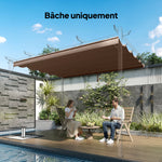 Telo di copertura per pergola gazebo retrattile 4 x 3 m - solo telo 350 x 260 cm caffè