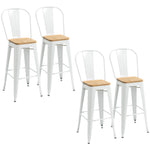 Lot de 4 tabourets de bar industriel avec dossier repose-pied hauteur assise 76 cm métal crème