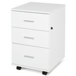 Caisson de Bureau Rangement Bureau sur Roulettes 3 Tiroirs Verrouillables 40 x 40 x 61,5 cm Blanc
