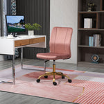 Chaise de bureau fauteuil pivotant 360° ergonomique hauteur réglable revêtement velours  rose et doré