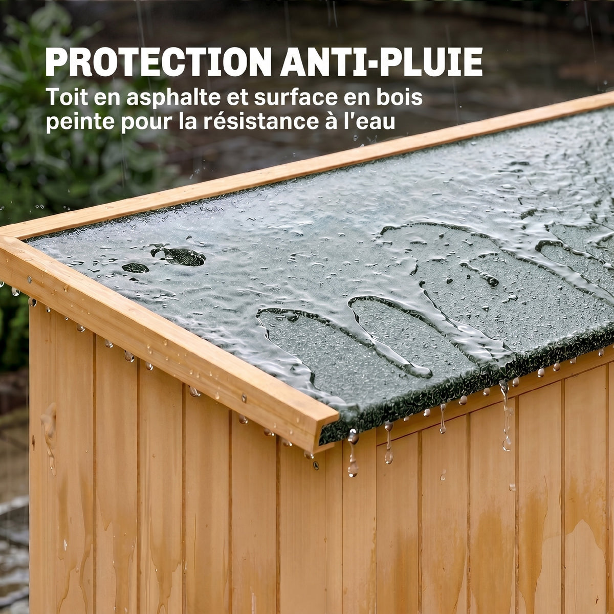 Casetta da giardino in legno Armadio da giardino dim. 127,5L x 50P x 164A cm 2 ripiani 2 ante 2 finestre Tetto bitumato impermeabile Legno massello di abete pre-oliato legno naturale