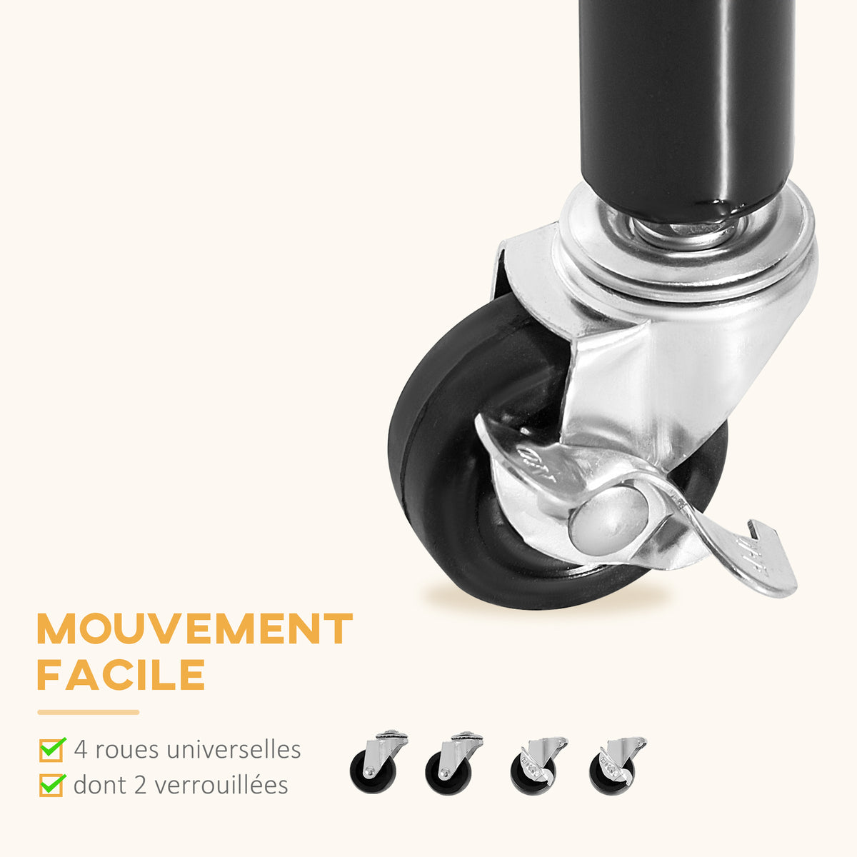 Portant à Vêtements avec Roulettes Tringle a Vêtement solide Charge 140 Kg 150 x 60 x 170 cm Porte-Manteau en acier noir