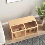Cage hamster en bois habitat grand pour rongeur ventilation couvercle ouvrant et accessoires 85x45x44cm bois naturel