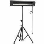Radiateur Infrarouge sur Pied 2500 W IP65, Télécommande, Minuterie, 3 Niveaux, Hauteur Réglable, 87x81x180cm, Noir