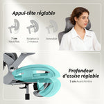 Chaise Bureau Ergonomique avec Accoudoirs 4D Appui-Tête et Profondeur d'Assise Réglables Maille Gris