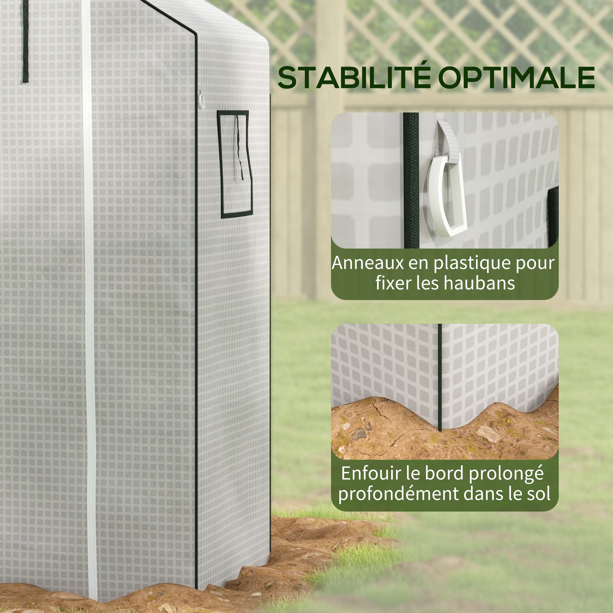 Telo di ricambio per serra da giardino 140 x 73 x 190 cm con finestra, porta anti-UV per il giardino - Bianco