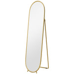 Grand miroir sur pied, miroir ovale, cadre en métal doré, avec support pour entrée, chambre, dressing, 40 x 160 cm