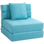 Chauffeuse canapé-lit convertible fauteuil 1 place avec 1 coussin déhoussable, tissu bleu