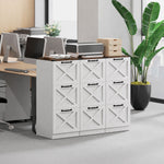 Cassettiera da ufficio con 3 cassetti, cartelle sospese per formati Lettera/A4, stile rustico, 40x40x101 cm, bianco