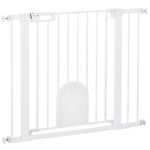 Barrière de sécurité animaux avec porte fermeture automatique système de double verrouillage, acier blanc