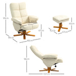 Fauteuil relax avec repose-pied, fauteuil de relaxation, pivotant à 360°, dossier inclinable, 80 x 86 x 99 cm, crème