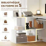 Bureau d'angle bureau en L avec étagères de rangement, plateau à clavier coulissant, 120x100x76cm, blanc