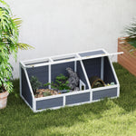 Maison enclos cage pour petit animal tortue en bois avec couvercle ouvrable, loquets, 2 espaces distincts, gris