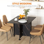 Tavolo pieghevole da cucina tavolo da pranzo pieghevole con 2 ribalte 2 ruote con freni 120 x 80 x 73 cm nero effetto marmo