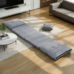 Fauteuil de sol pliable en velours côtelé, matelas de sol avec dossier réglable en 5 positions, 59 x 230 x 15 cm, gris