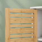 Meuble sous vasque de salle de bain 2 portes étagère réglable armoire de rangement pour lavabo 60x30x60 cm bambou blanc