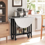 Table à Manger Pliante sur Roulettes, Table de Cuisine pour 4 Personnes avec Étagère Intégrée, 100 x 100 x 75 cm, Blanc