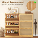 Scarpiera 14 paia, armadio portascarpe a 3 ante a ribalta, ripiani regolabili 69x29x119,8cm legno naturale