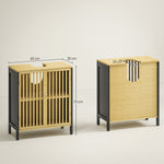 Mueble bajo lavabo de 2 puertas con estante ajustable, armario de almacenamiento para lavabo, 60 x 30 x 70 cm, MDF y bambú