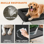Lit surélevé pour chien rafraichissant, lit de camp pour chiens intérieur extérieur portable, 130 x 90 x 30 cm, noir