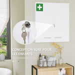 Armoire à pharmacie 6 étagères avec serrure et 2 clés de sécurité, 55x18x60 cm, blanc