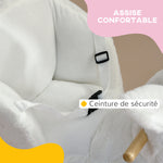Jouet à bascule modèle lapin fonction musicale selle grand confort peluche courte douce bois peuplier 18-36 mois blanc