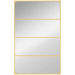 Espejo de pared tipo ventanal rectangular estilo industrial, horizontal o vertical con 4 ganchos, en metal dorado 109 x 69 cm