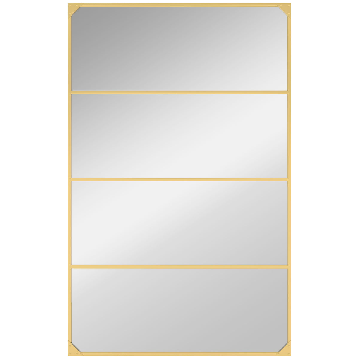Espejo de pared tipo ventanal rectangular estilo industrial, horizontal o vertical con 4 ganchos, en metal dorado 109 x 69 cm