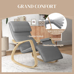 Fauteuil relax à bascule fauteuil allaitement avec repose-pieds réglable, poche latérale et appui-tête, gris