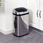 Poubelle de cuisine automatique 30L acier inoxydable, poubelle à capteur de mouvement avec couvercle, 33x25x58cm, argent