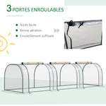Mini Serre de Jardin, Mini Serre Tunnel, Serre à Tomates 3,5L x 1l x 0,8H m, Acier, PVC Anti-UV, 3 Fenêtres