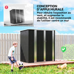 Metal Garden Shed 1.37m², Sloped Roof, 2 Lockable Doors, Gloves, UV-Resistant, 163x89x163cm, Dark Gray