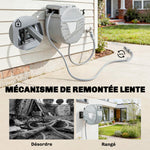 Enrouleur Tuyau Arrosage Mural 20+1,6m x Ø 15mm, Dévidoir de Tuyaux d'Eau Rétractable Automatique Pivotant à 180°, Gris