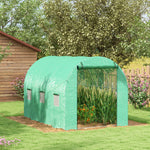 Serre de Jardin Tunnel 6 m² avec système d'arrosage intégré, 3L x 2l m 6 fenêtres Porte enroulable Vert