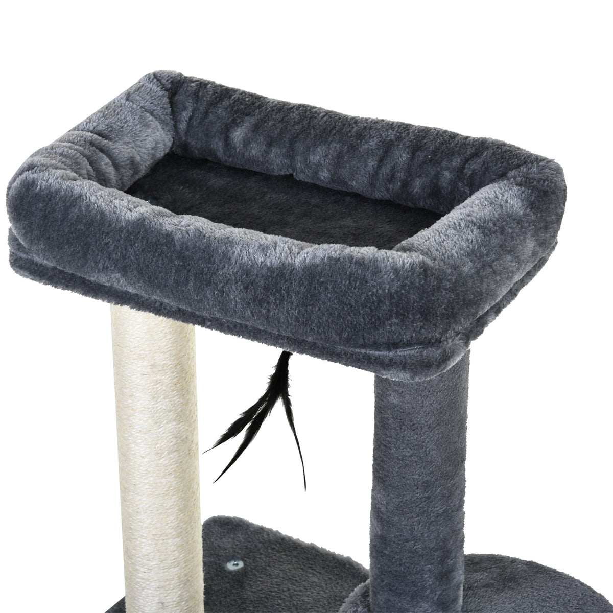 Arbre à chats avec griffoirs grattoirs sisal naturel centre d'activités niche plateformes 2 jouets suspendus gris