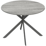 Table à Manger Ronde pour 4 Personnes 100 cm, Style Industriel avec Plateau Aspect Bois, Piètement Croisé en Acier, Gris