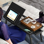 Table de lit pliable et réglable, plateau de lit pour ordinateur portable en bambou plateau inclinable 83,5x33x34cm noir