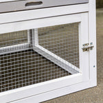 Clapier cage à lapins cottage - niche supérieure avec rampe et enclos extérieur - plateau coulissant, toit