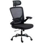 Sedia da ufficio ergonomica, poltrona da ufficio in rete con supporto lombare e poggiatesta regolabili, 64x65x129cm, nero