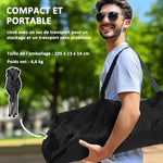 Chaise de camping pliante et portable avec porte-gobelets, poches latérales et sac de transport, noir