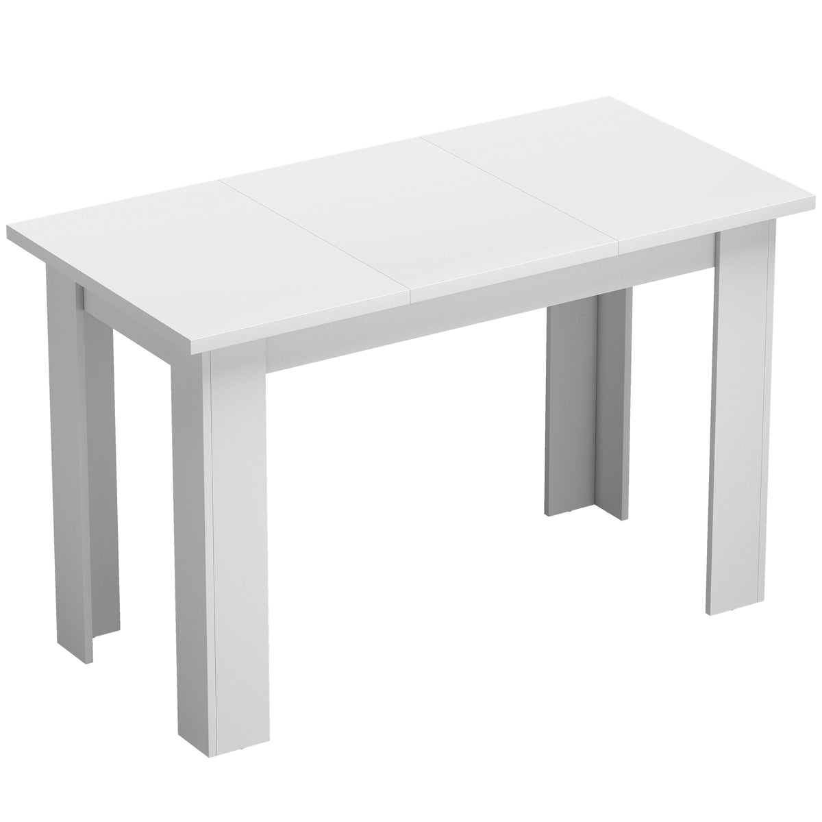 Eettafel voor 4 personen met hefblad en verborgen opbergruimte, 120 x 60 x 75,5 cm, wit