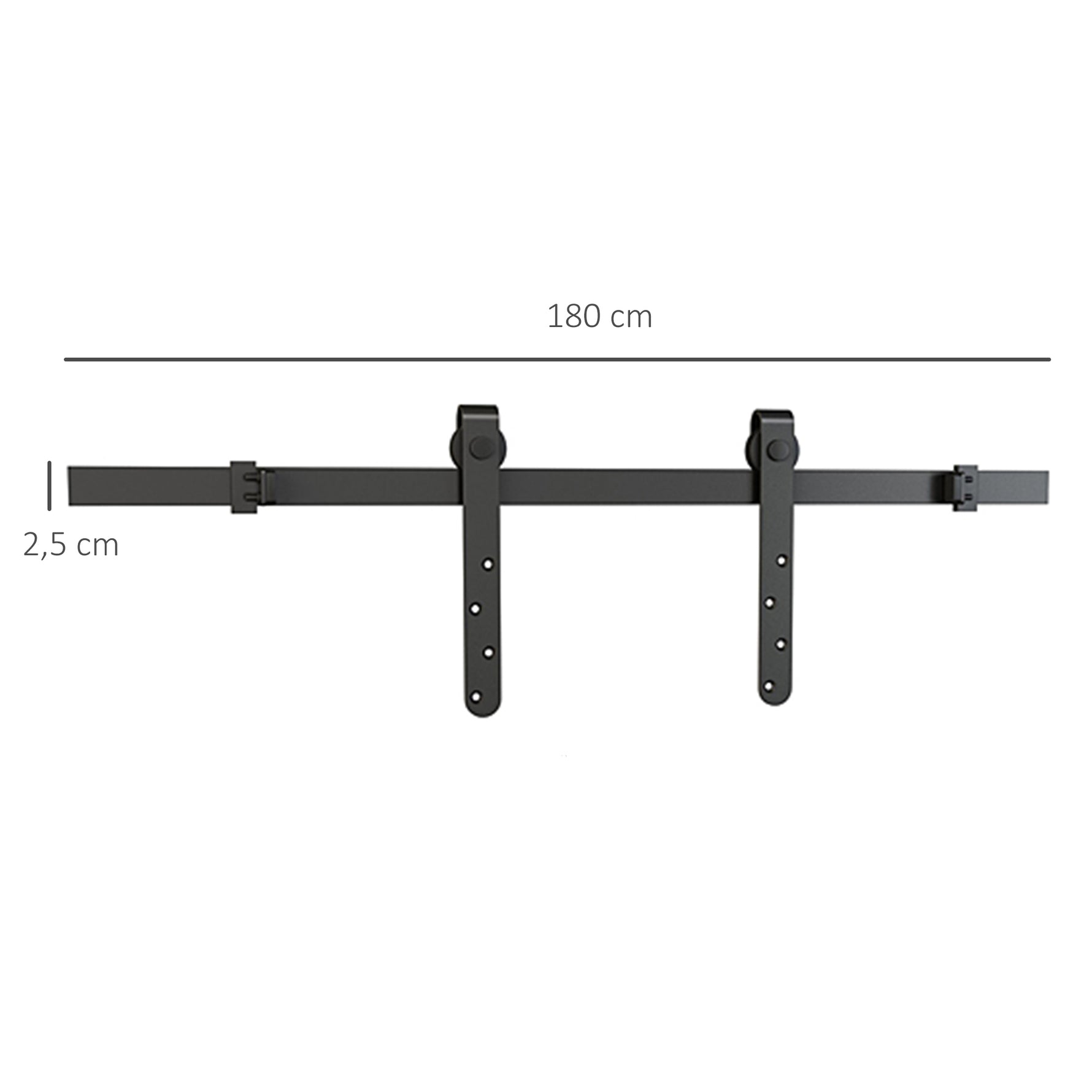 Kit de Porte Coulissante, Système Galandage avec Porte Épaisseur 20-25 mm, Largeur Max. 0,9 m, Charge 20 kg, Acier Noir