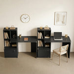 Bureau d'ordinateur avec bibliothèque 4 compartiments et tiroir verrouillable, 126 x 50 x 109 cm, noir