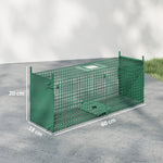 Piège Vivant Cage Attrape 60 x 18 x 20 cm Piège Fouine pour Martres, Rats, Souris - 2 entrées + poignée - métal vert