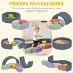 Parcours motricité bébé module motricité bébé 7 pièces avec housse lavable 107 x 107 x 30 cm multicolore