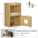 Mobile toilette per gatti, mobile lettiera per gatti a 3 livelli, scomparto chiuso da un'anta, 1 cuscino, 60 x 45 x 103 cm