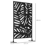 Panneau brise vue décoratif extérieur noir à motif végétal en métal - 122 x 45 x 198 cm