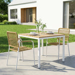 Lot de 2 Chaises de Jardin Empilables en Résine Tressée avec Accoudoirs et Dossier, 55x57x82cm, Jaune