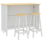 Desserte îlot de cuisine avec 2 tabourets plan de travail rabattable 2 placards avec 4 portes design moderne blanc